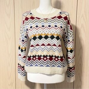 & Other Stories Alpaca + Wool Blend Sweater Women’s XS White Multicolor Fairisle